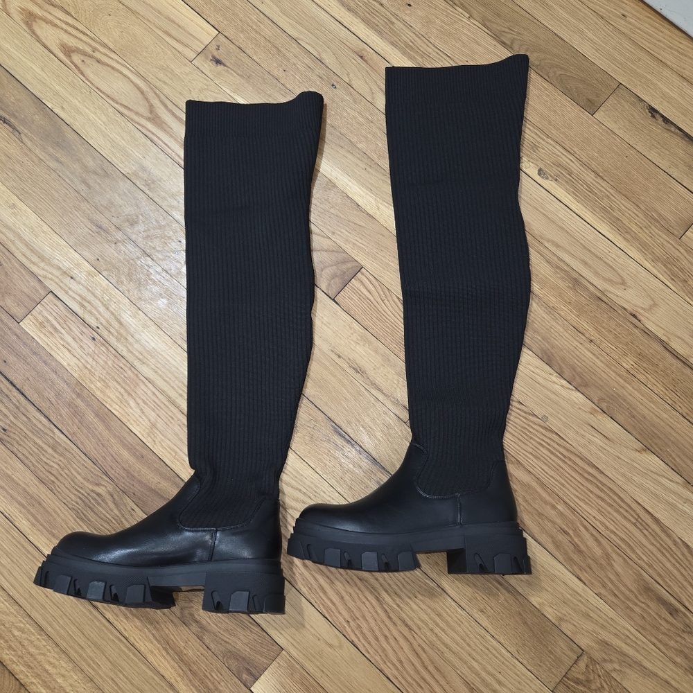 DREAM PAIRS Knitted Lug Sole Over-The-Knee Boots - Picture 8 of 12